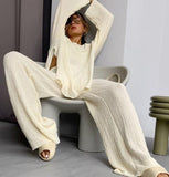 long-sleeved loose crepe casual suit