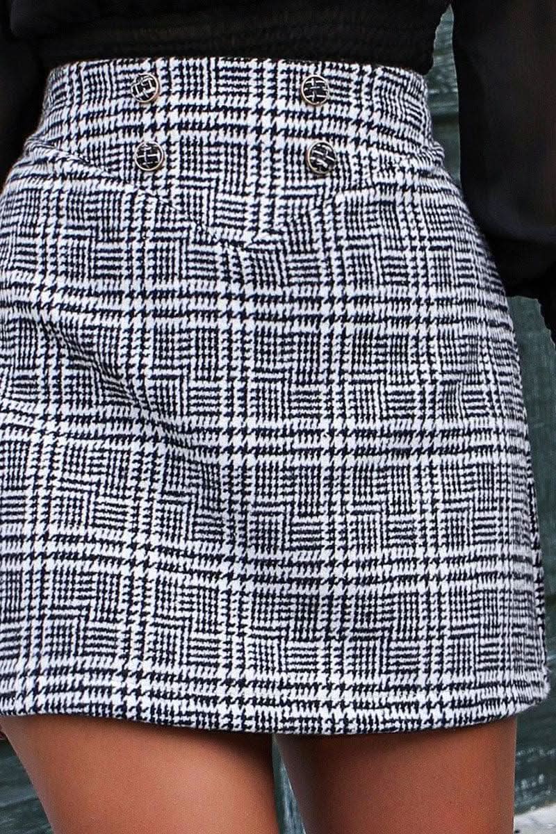Button plaid bag hip skirt - Side View