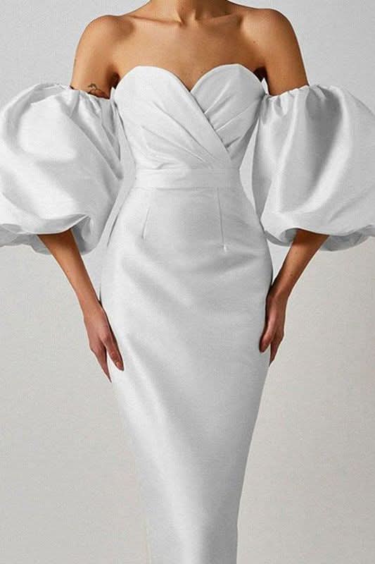 Shoulder-wrapped chest puff sleeve dress - Image 10