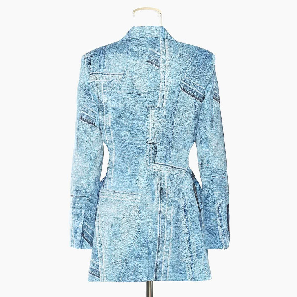 Denim graffiti print satin jacket - Side View