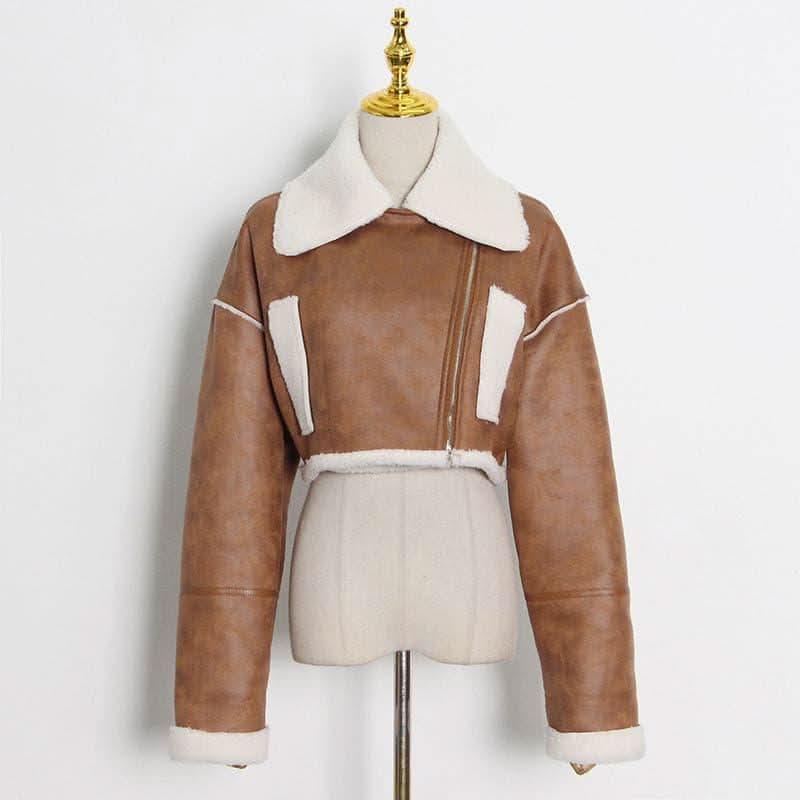 Top Tide Lambswool Short Fur Jacket - Side View