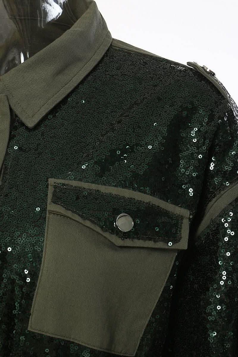Sequin stitching tooling baseball jacket - Image 4