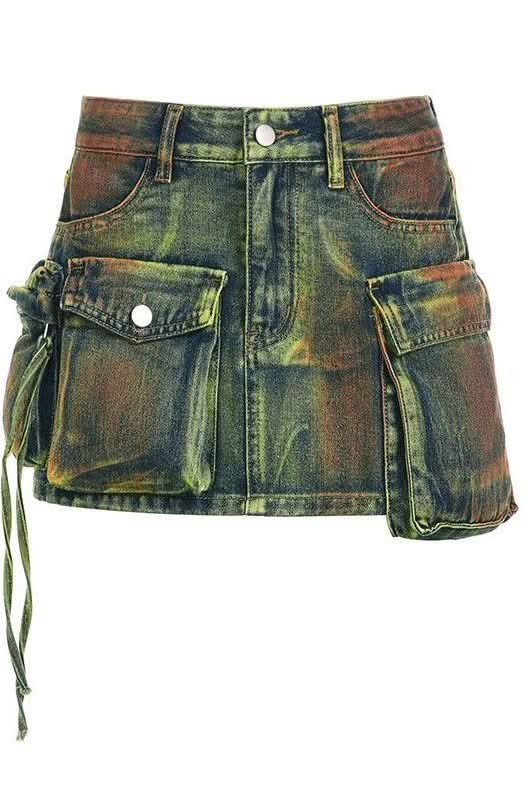 Old Tooling Pocket Denim Skirt - Front View