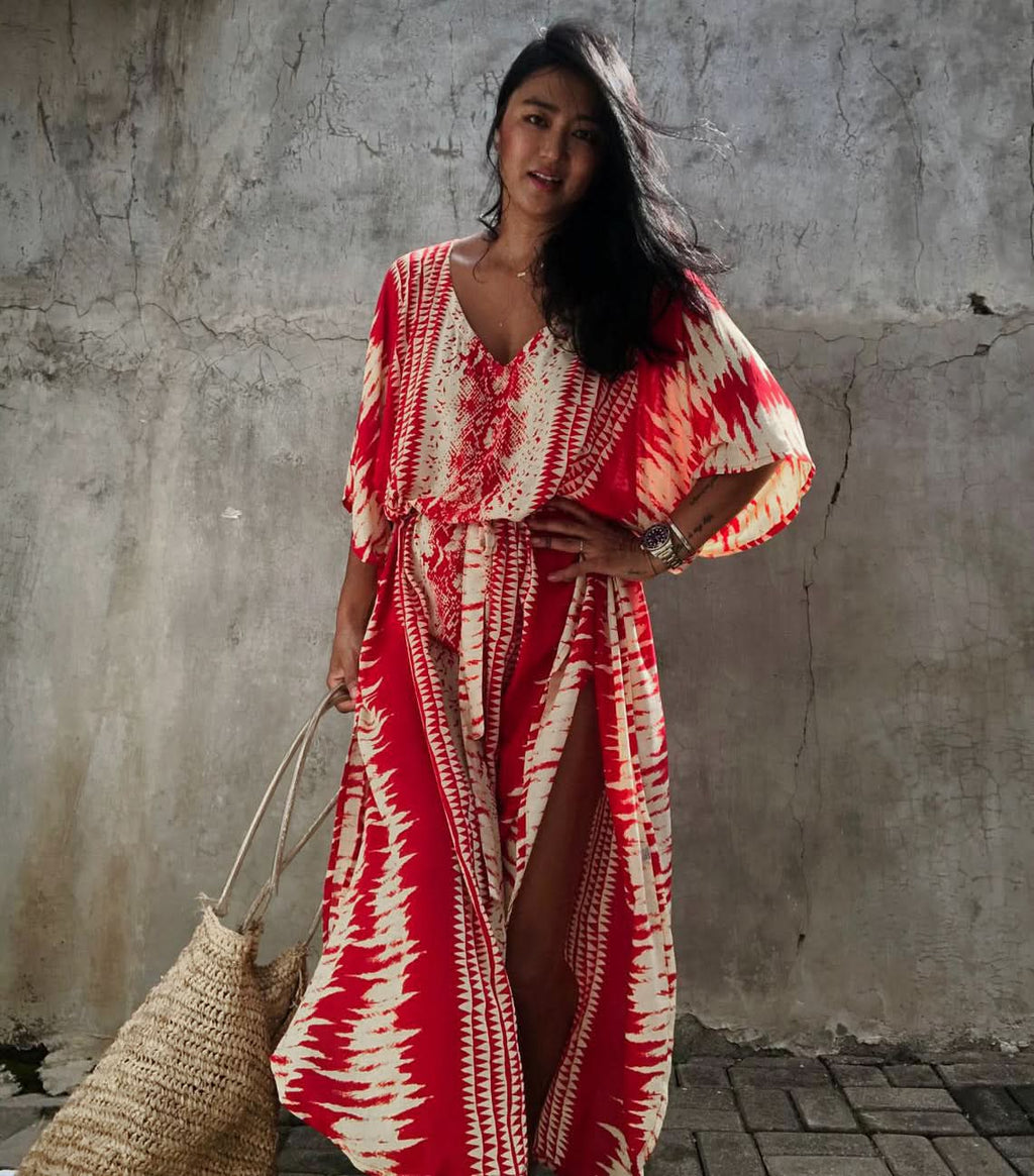 Beach Snake Pattern Dress - Front View