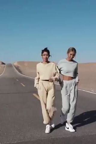 Loose two piece hoodie set.