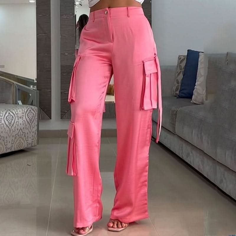 Pink parachute pants and white short shirt - Image 4