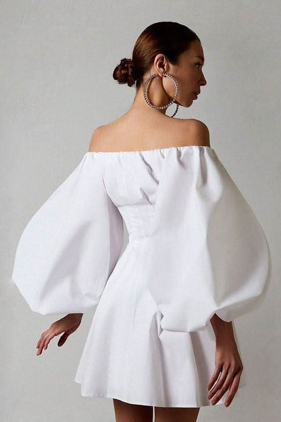 Puff sleeve one-shoulder dress - Image 4