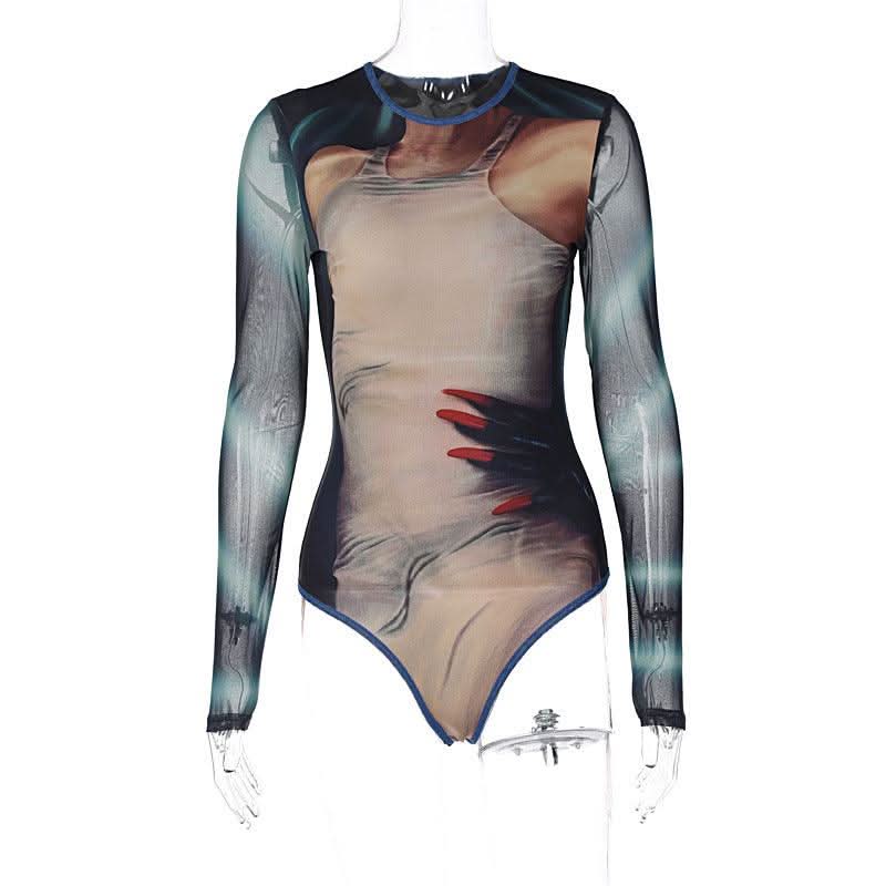 Stitched Mesh painted bodysuit - Side View