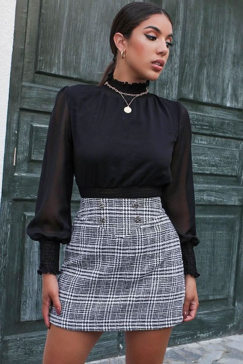 Button plaid bag hip skirt - Image 5