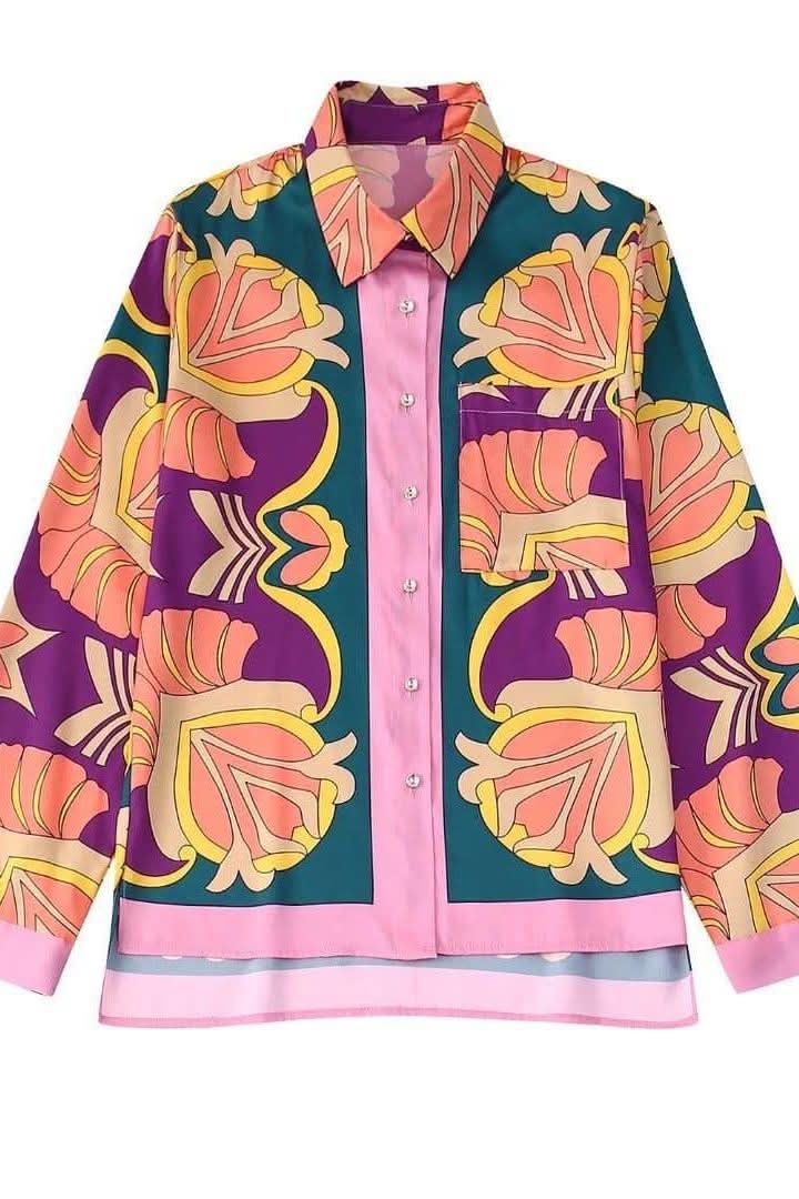 Lapel single-breasted decorated shirt and pants - Image 5