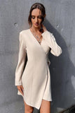 V-neck waist belt slimming dress - The Woman Concept