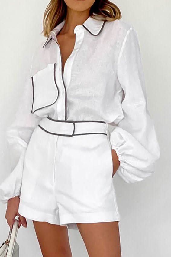 Cotton and linen long-sleeved summer suit - Front View