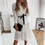 Midi White dress with polka dots