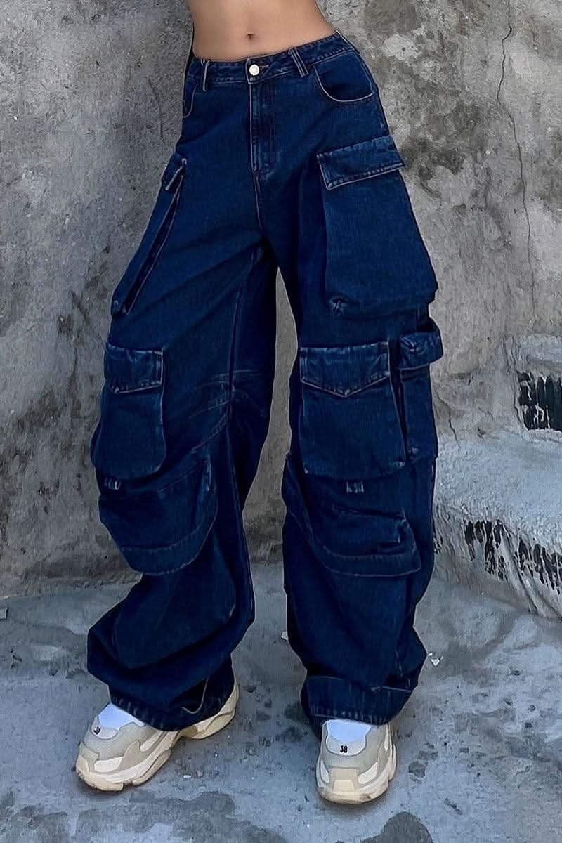 Denim Parachute Loose Pants - Detail