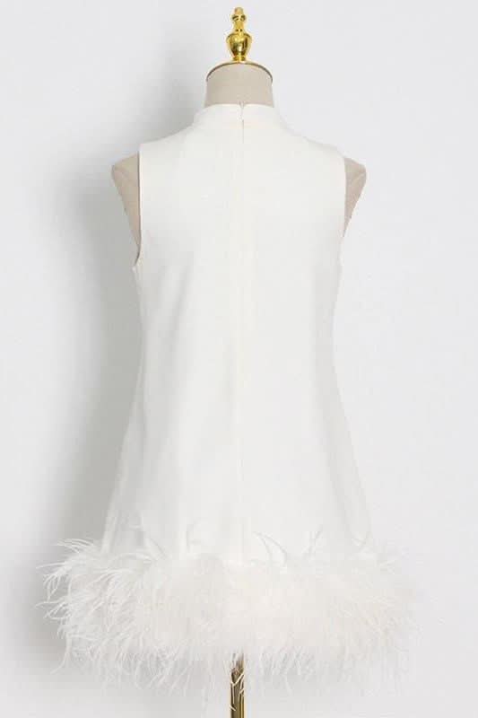 High collar Apricot mini dress - Image 4