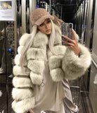 Short lapel imitation fur coat