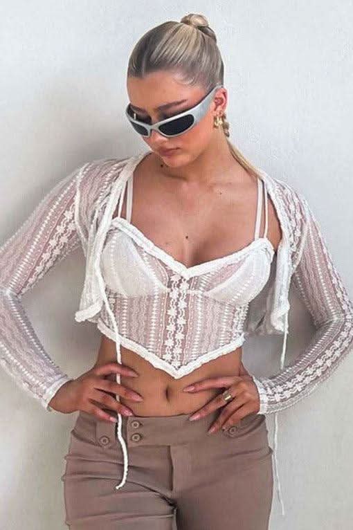 Strap shawl two-piece set top - Front View