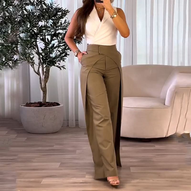 Green Slim suit pants - Side View