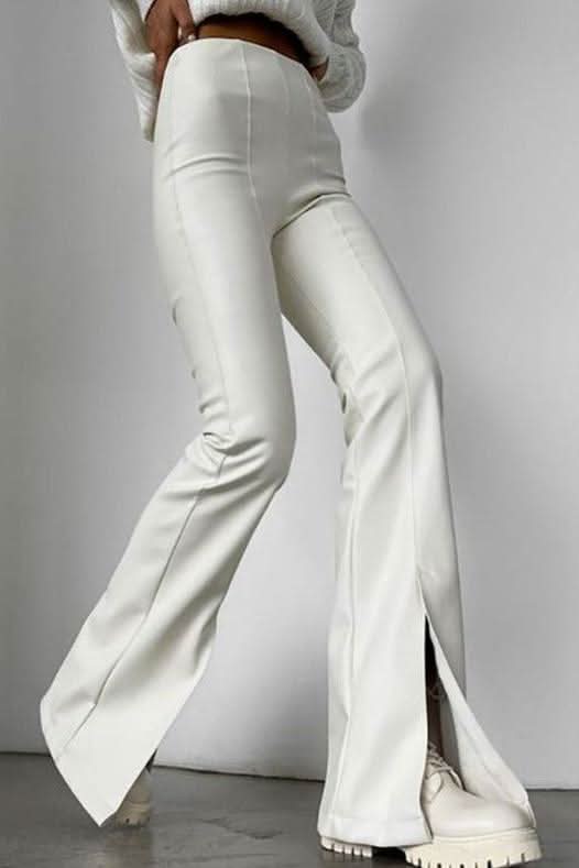 PU leather slim leather pants - Front View