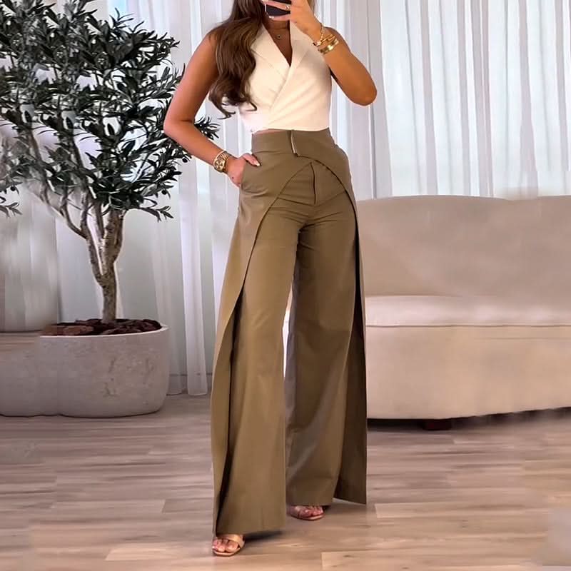 Green Slim suit pants - Front View