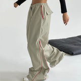 Urban style draped wide-leg pants with zipper