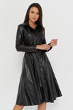 PU leather Long dress with belt