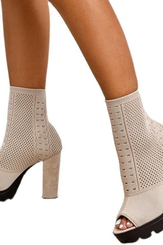 Thick Heel Fish Mouth Short Boots - Image 5