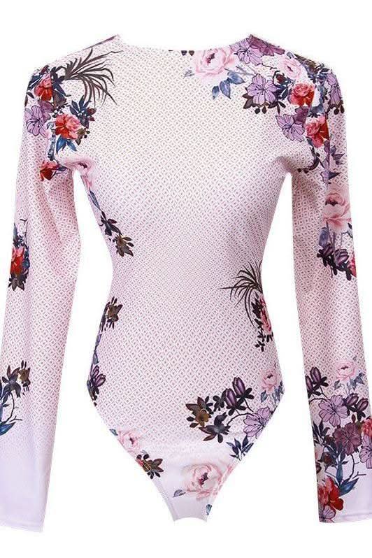 Printed Long Sleeve swuimsuit - Detail