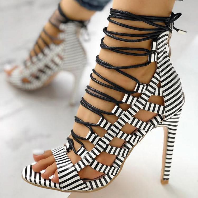 Striped lace-up sandals - Side View