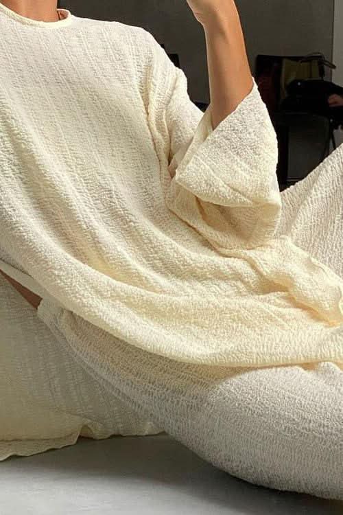 Long-sleeved loose crepe casual suit - Image 4