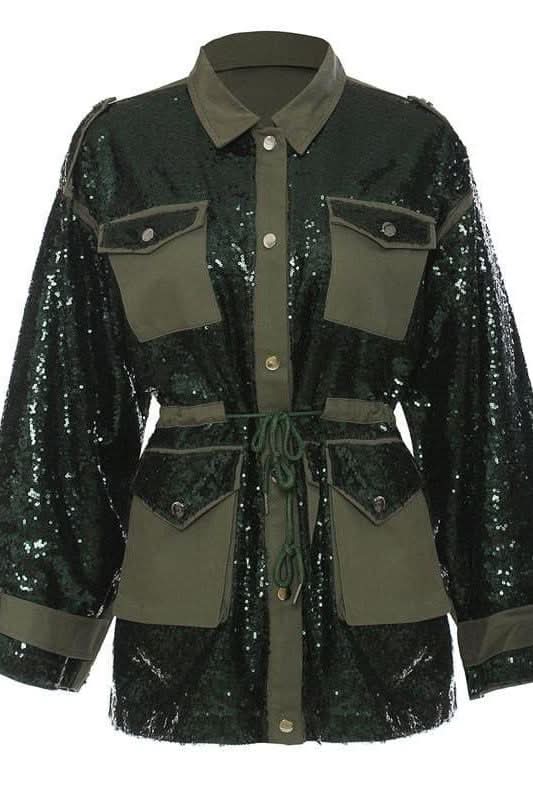 Sequin stitching tooling baseball jacket - Image 5