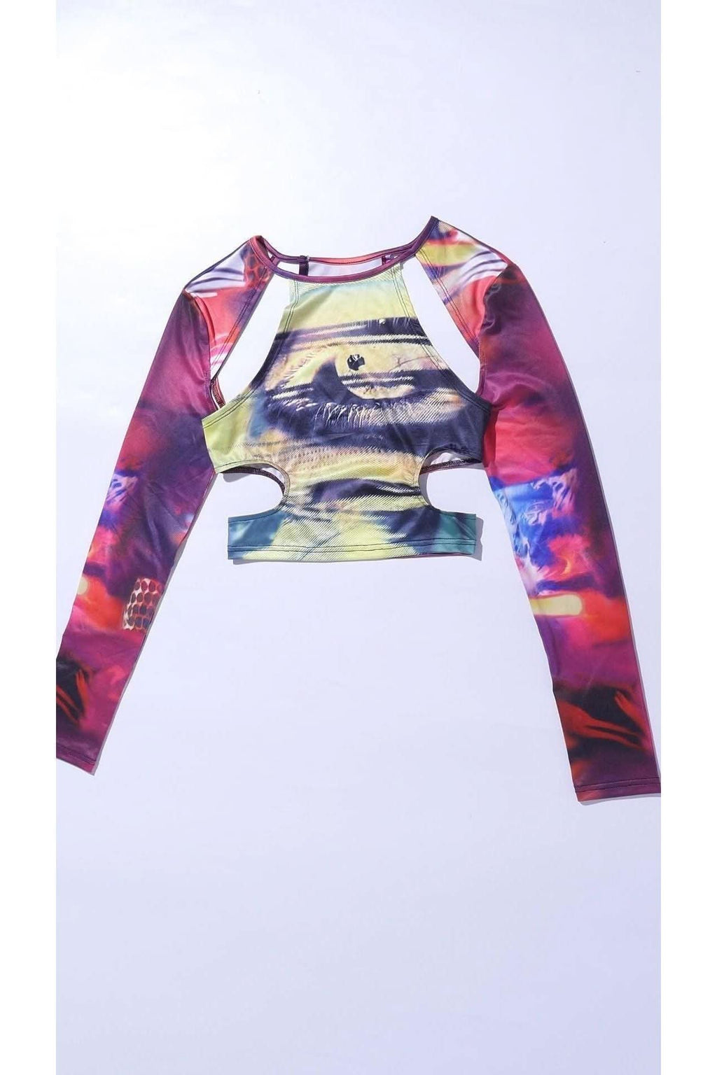 American print navel-cut long-sleeved T-shirt - Image 5