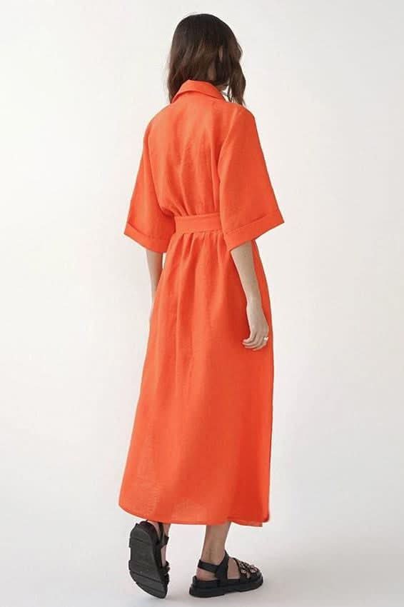 Cotton and linen long skirt A-line maxi dress - Image 5