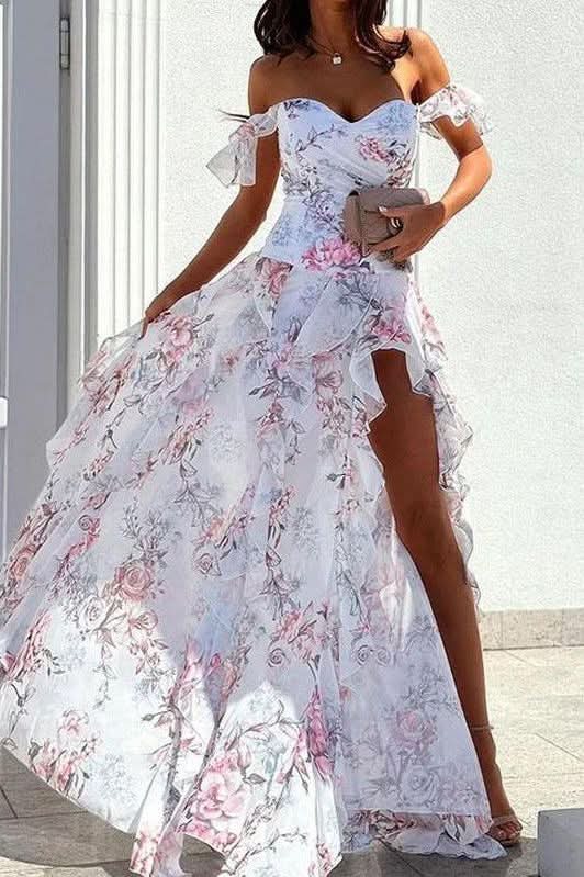 Loose long floral dress - Front View