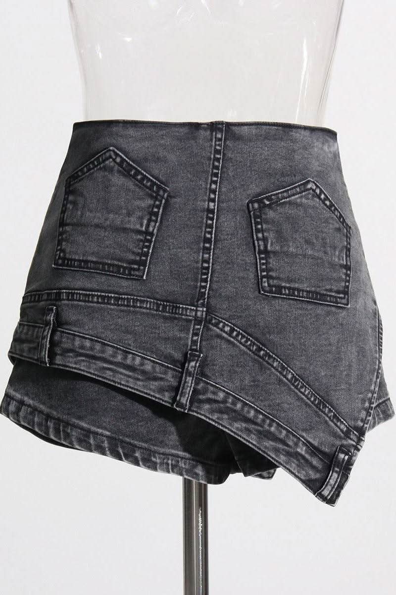 Denim stitching irregular washed old skirt - Image 5