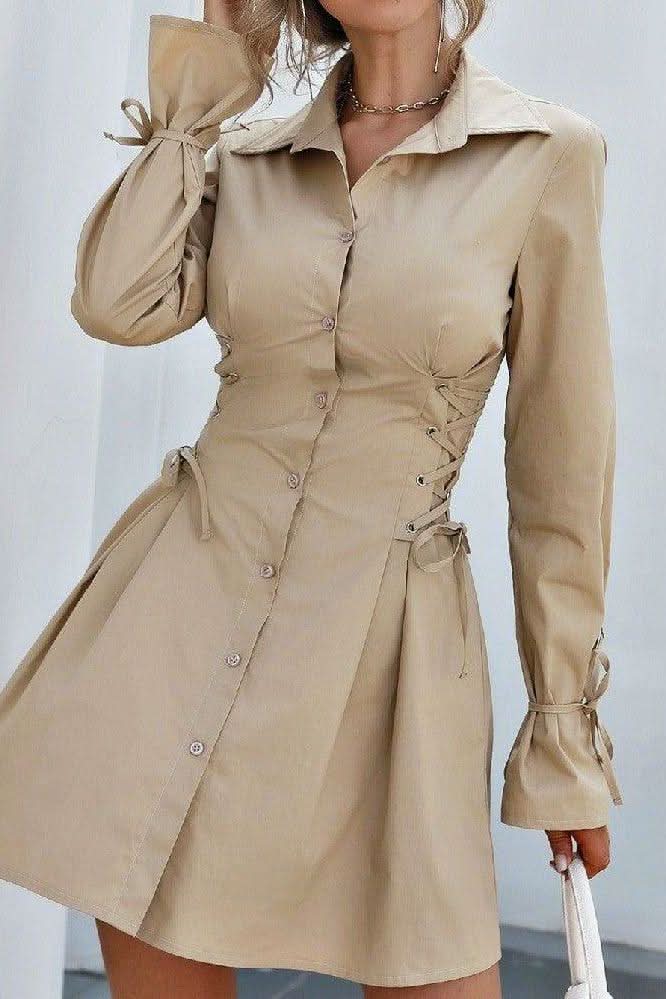 Petal sleeves bandage slimming shirt dress - Image 5