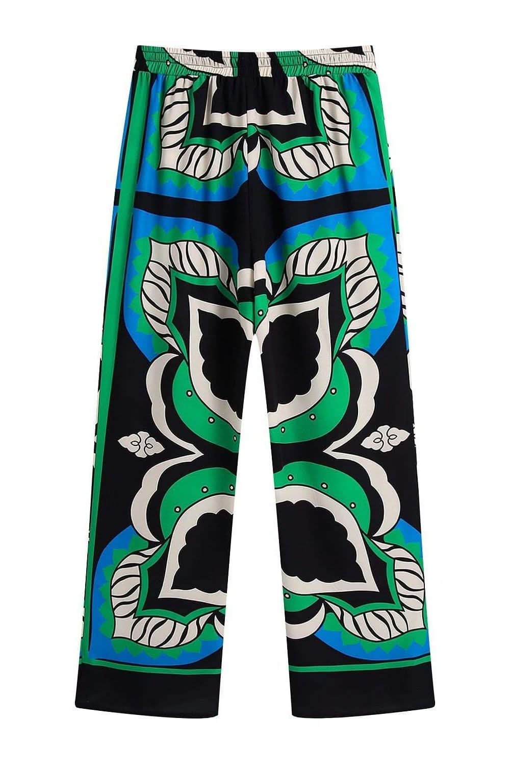 Bermuda print three-piece long-sleeved shirt loose suit - Image 5