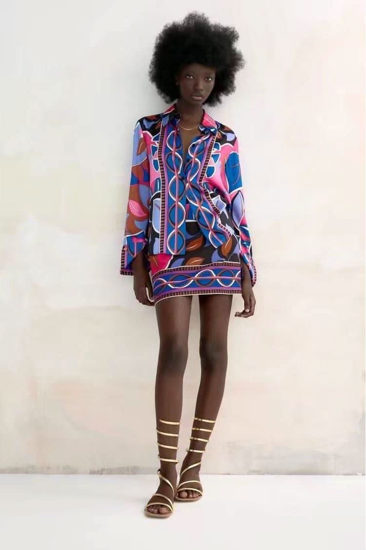 Printed drape suit 2 pieces - Front View