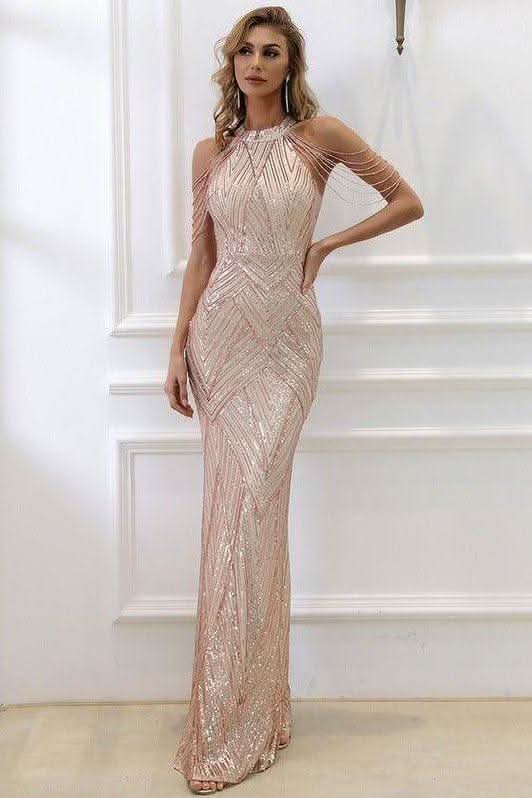 Tassel sequin host fishtail long slim dress - Image 7