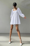 White Square Neck Cute Wind Short Dress