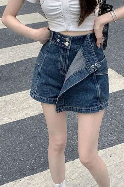 Irregular denim retro slim skirt - Side View