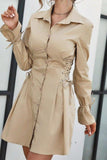 petal sleeves bandage slimming shirt dress.