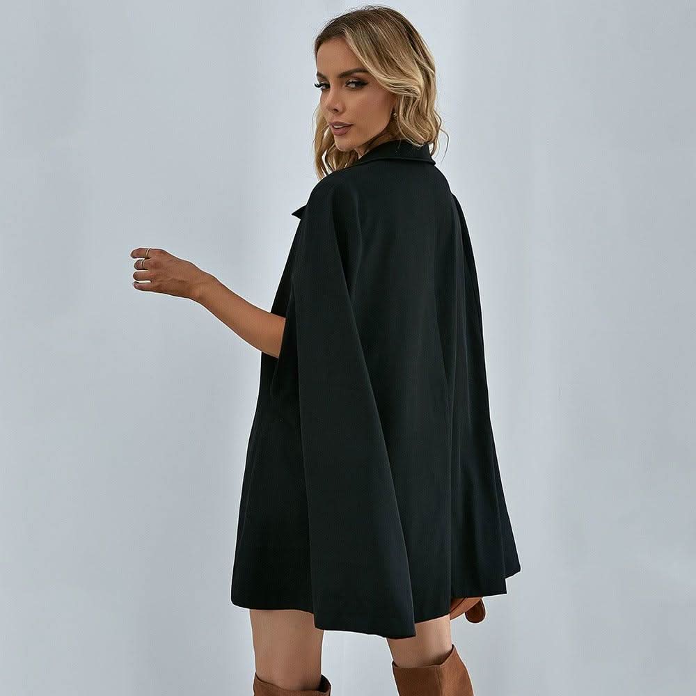 V-neck bat sleeves single-breasted dress - Image 5