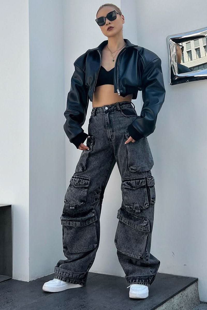 American Black motorcycle style short jacket - Image 4