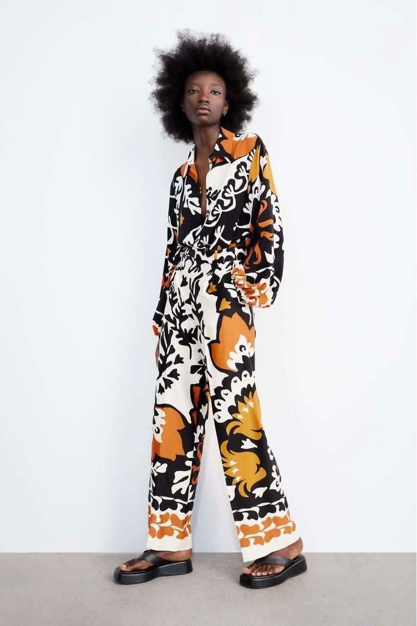 Casual printed pleated pants - Side View