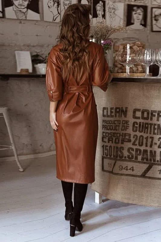 PU leather long dress - Image 4
