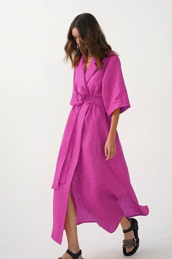 Cotton and linen long skirt A-line maxi dress - Image 8
