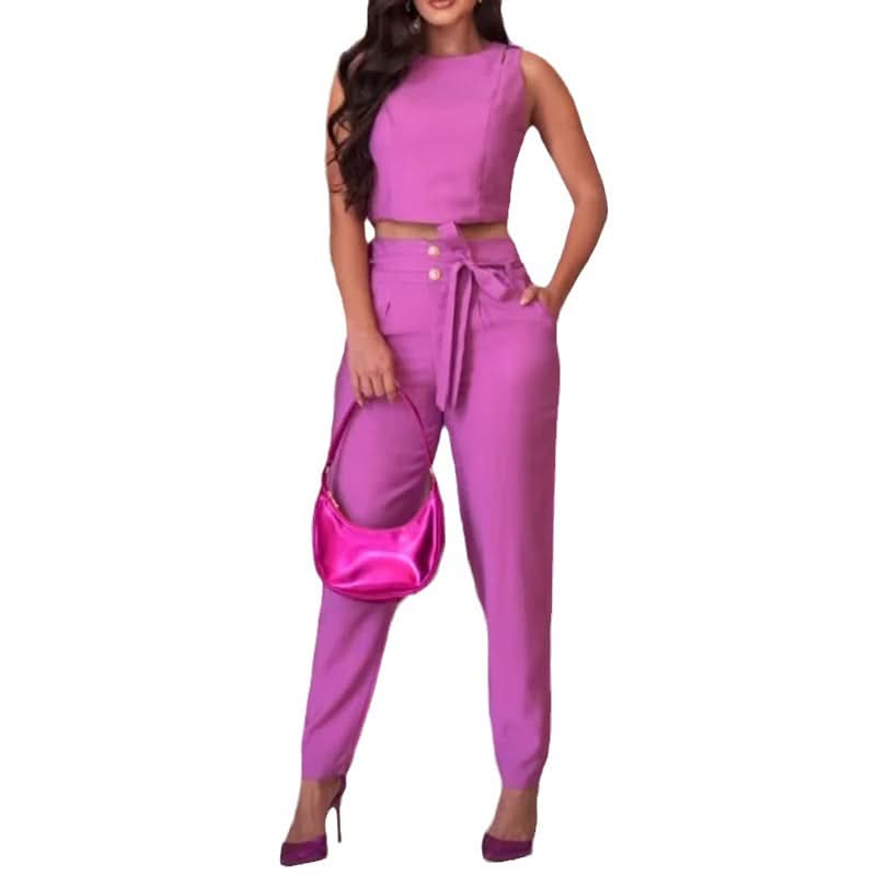 Purple Sleeveless Vest Bodycon Suit - Image 5
