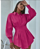 Pleated Rose Red shirt dress.
