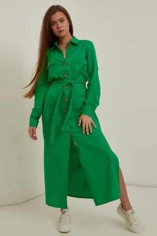 Green casual  large size loose dress.